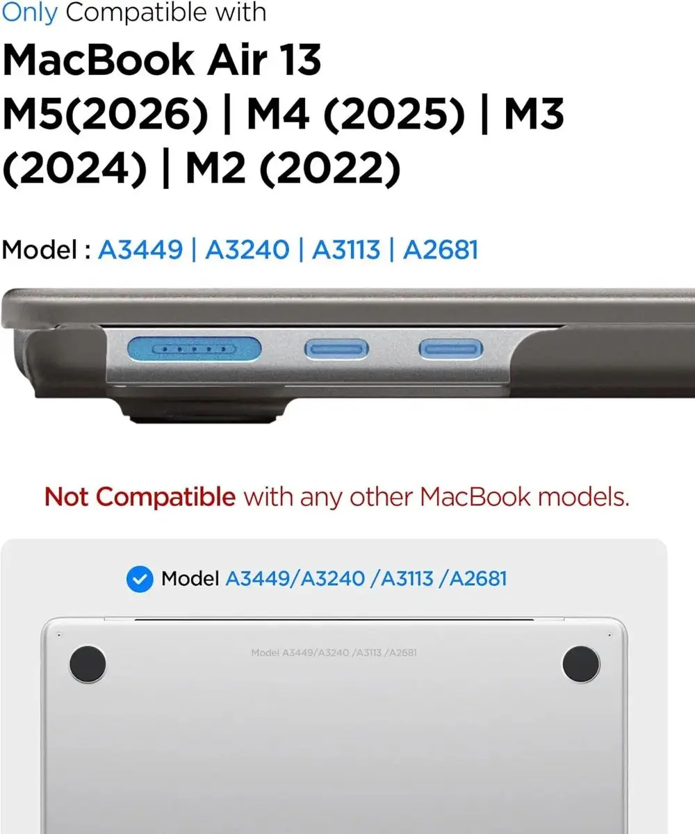 Spigen Air Skin Hoes MacBook Air 13 - Transparant Zwart - afbeelding 6 van 6