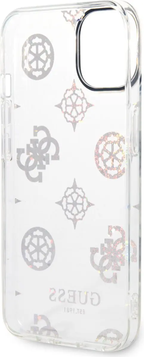 GUESS 4G Peony Glitter Back Case iPhone 14 - Transparant