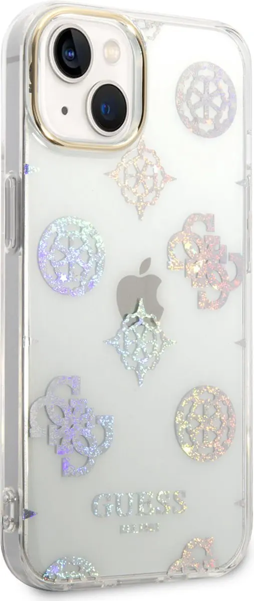 GUESS 4G Peony Glitter Back Case iPhone 14 - Transparant