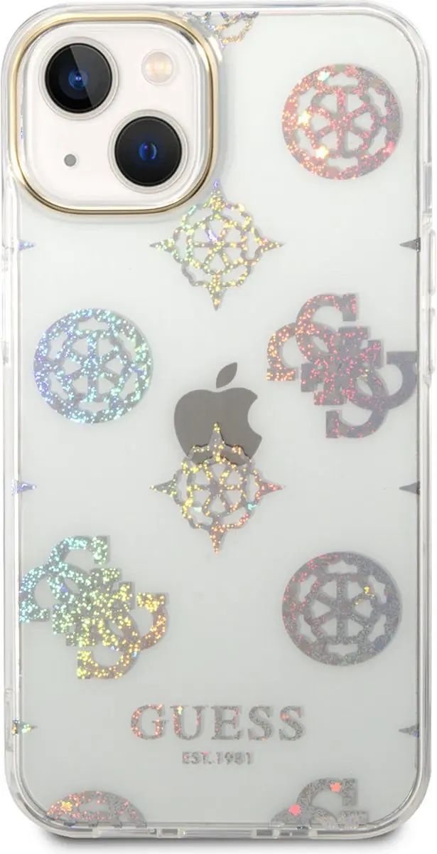 GUESS 4G Peony Glitter Back Case iPhone 14 - Transparant - afbeelding 6 van 6