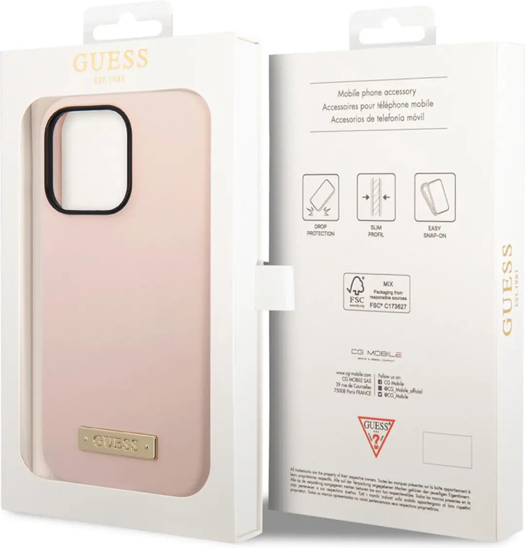 GUESS GUHCS61SISI Silicone Hoes - iPhone 14 Pro Roze