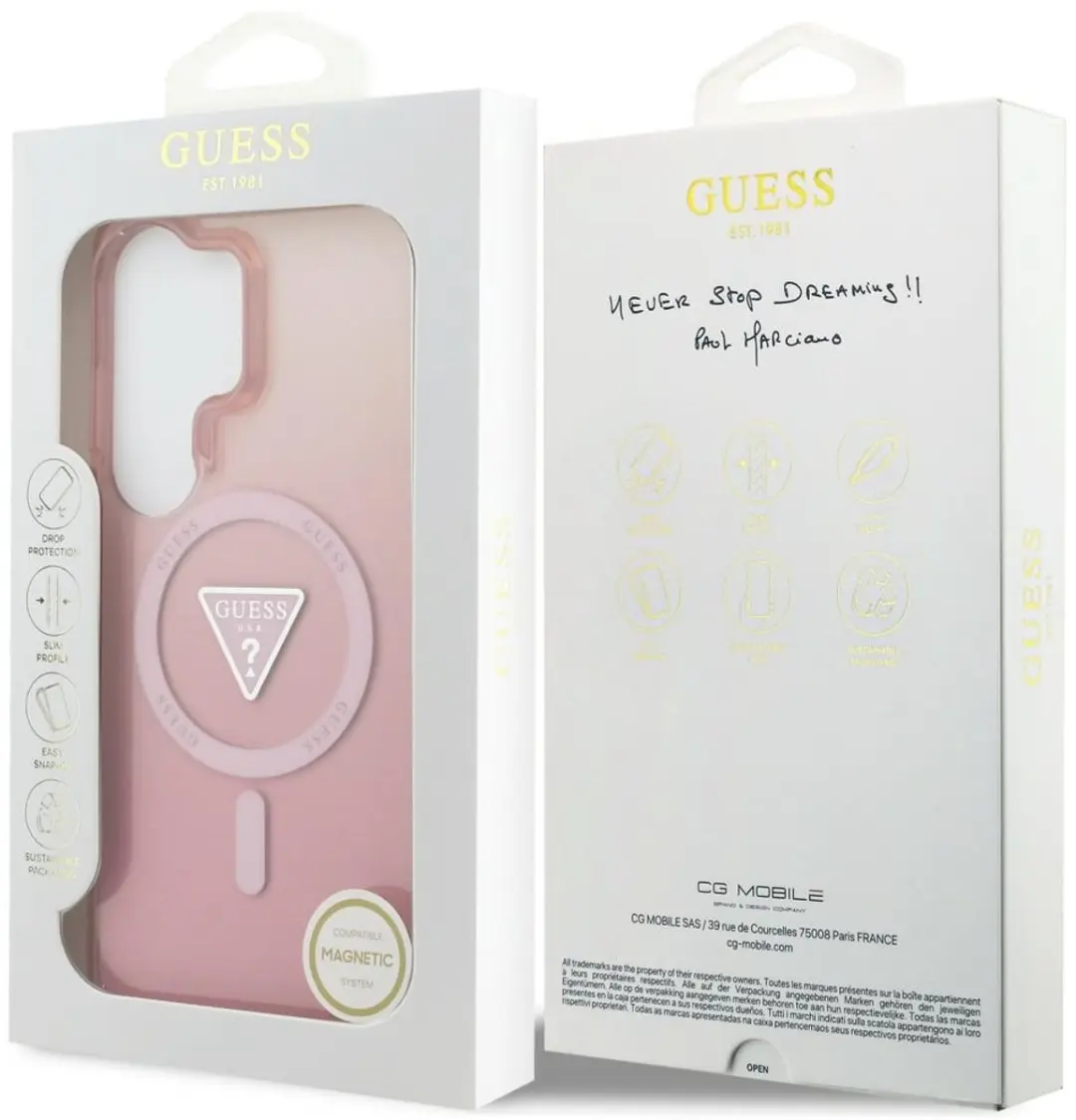 GUESS IML Gradient Triangle MagSafe Hoesje - Samsung Galaxy S26 Ultra - Roze