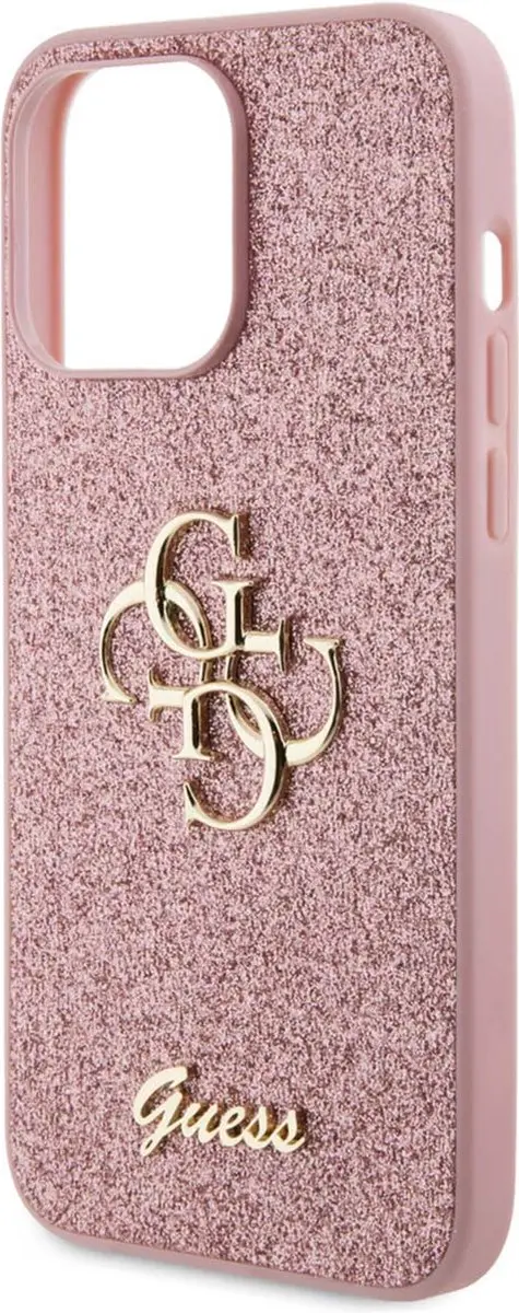 Guess 4G Logo Glitter Back Case SH00069009 - iPhone 15 Pro Max - Roze - afbeelding 6 van 6