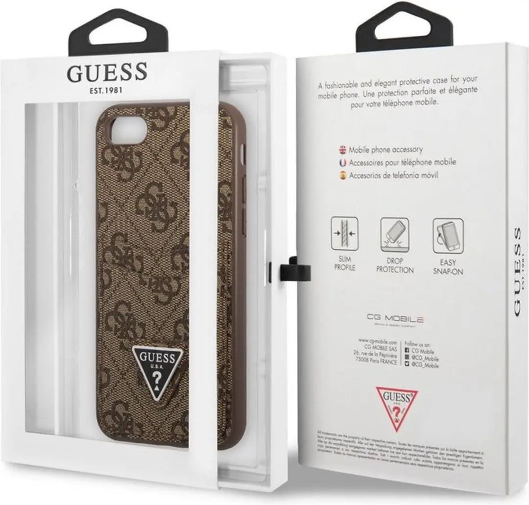 GUESS 4G Double Card Hoesje - iPhone 7/8/SE Bruin