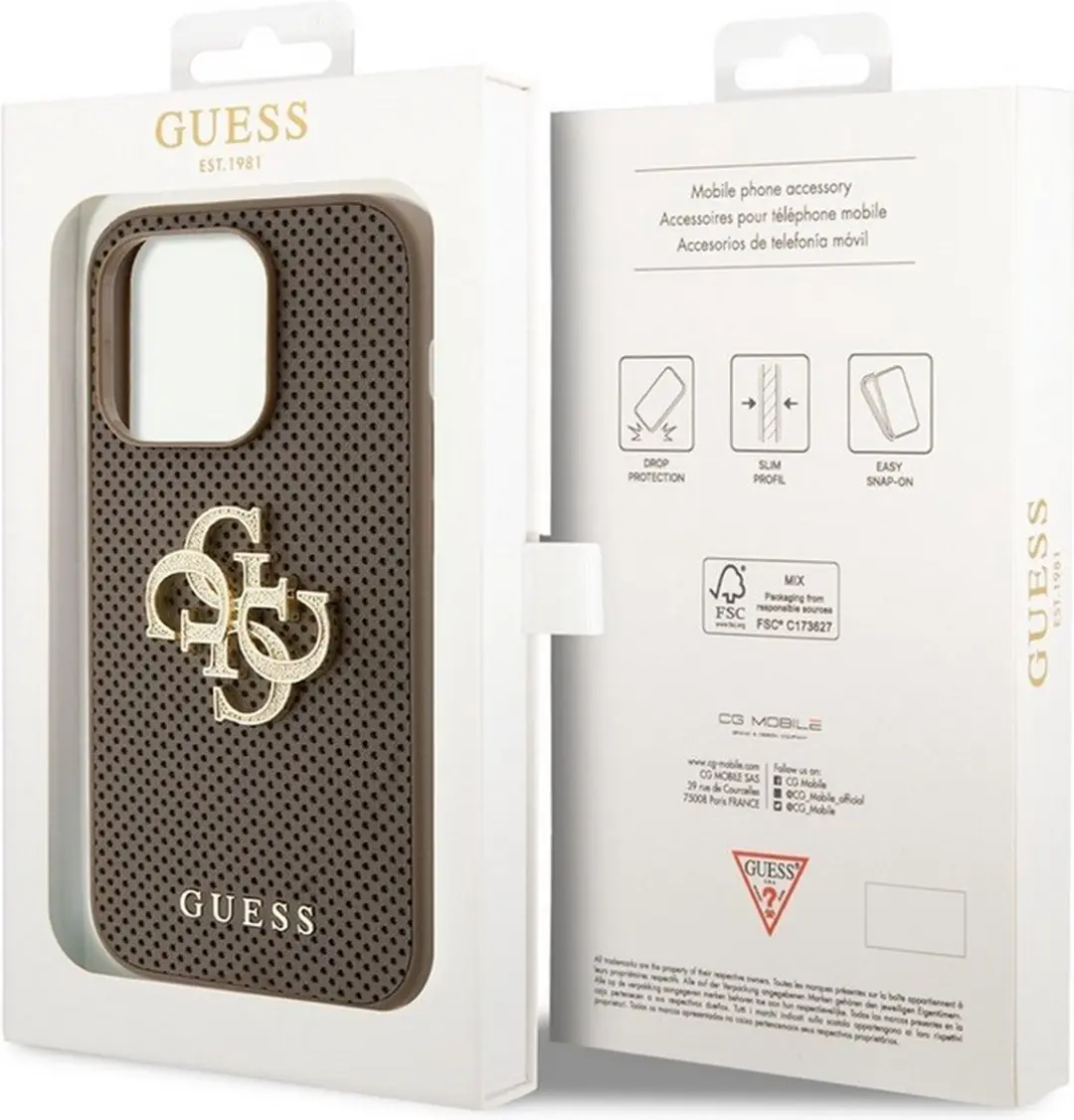 GUESS Perforated Hoesje iPhone 15 Pro Max - Taupe
