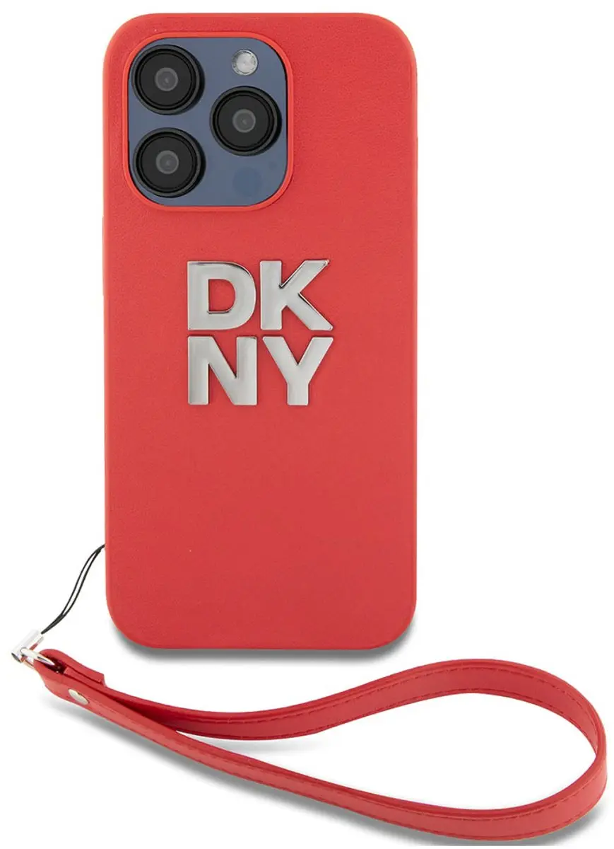 DKNY Hoesje iPhone 15 Pro - Rood - Metalen Logo & Polskoord