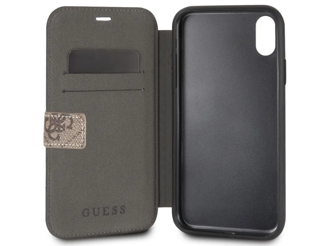 Guess 4G Wallet Book Cover 4239 - iPhone X/XS - 2 Pasjes - Bruin