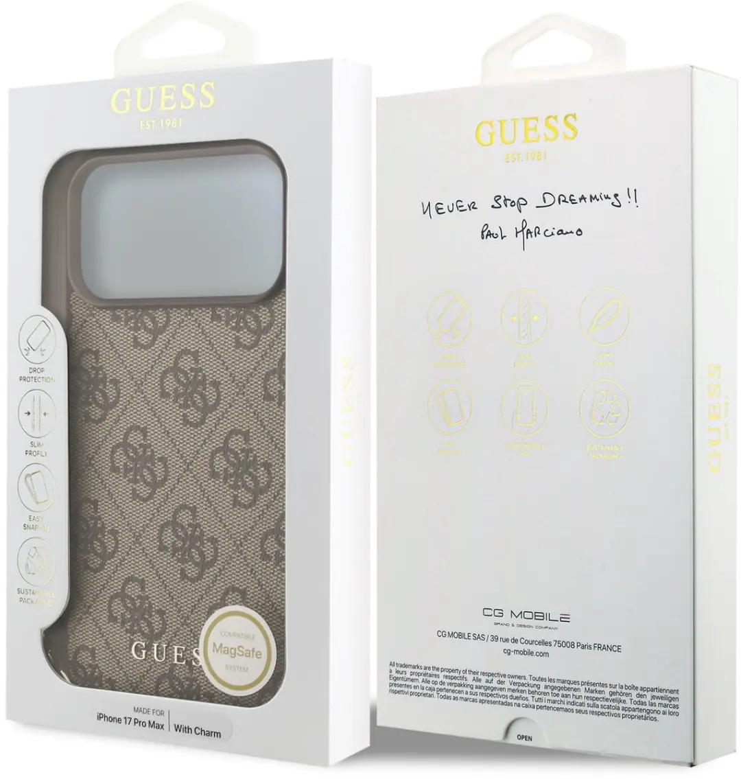 GUESS 4G Charm Backcover iPhone 17 Pro Max - MagSafe - Bruin