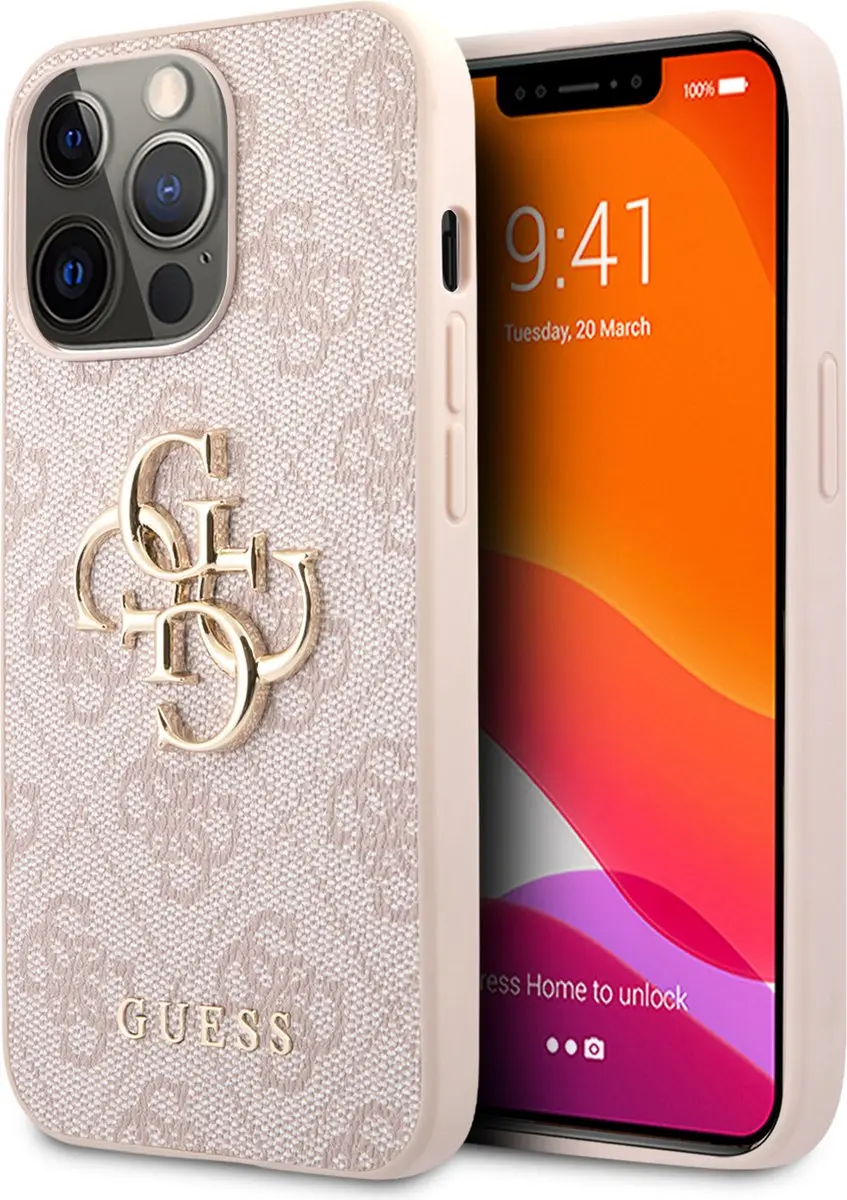 GUESS iPhone 13 Pro Max Hoesje - Roze - Kunstleer - MagSafe