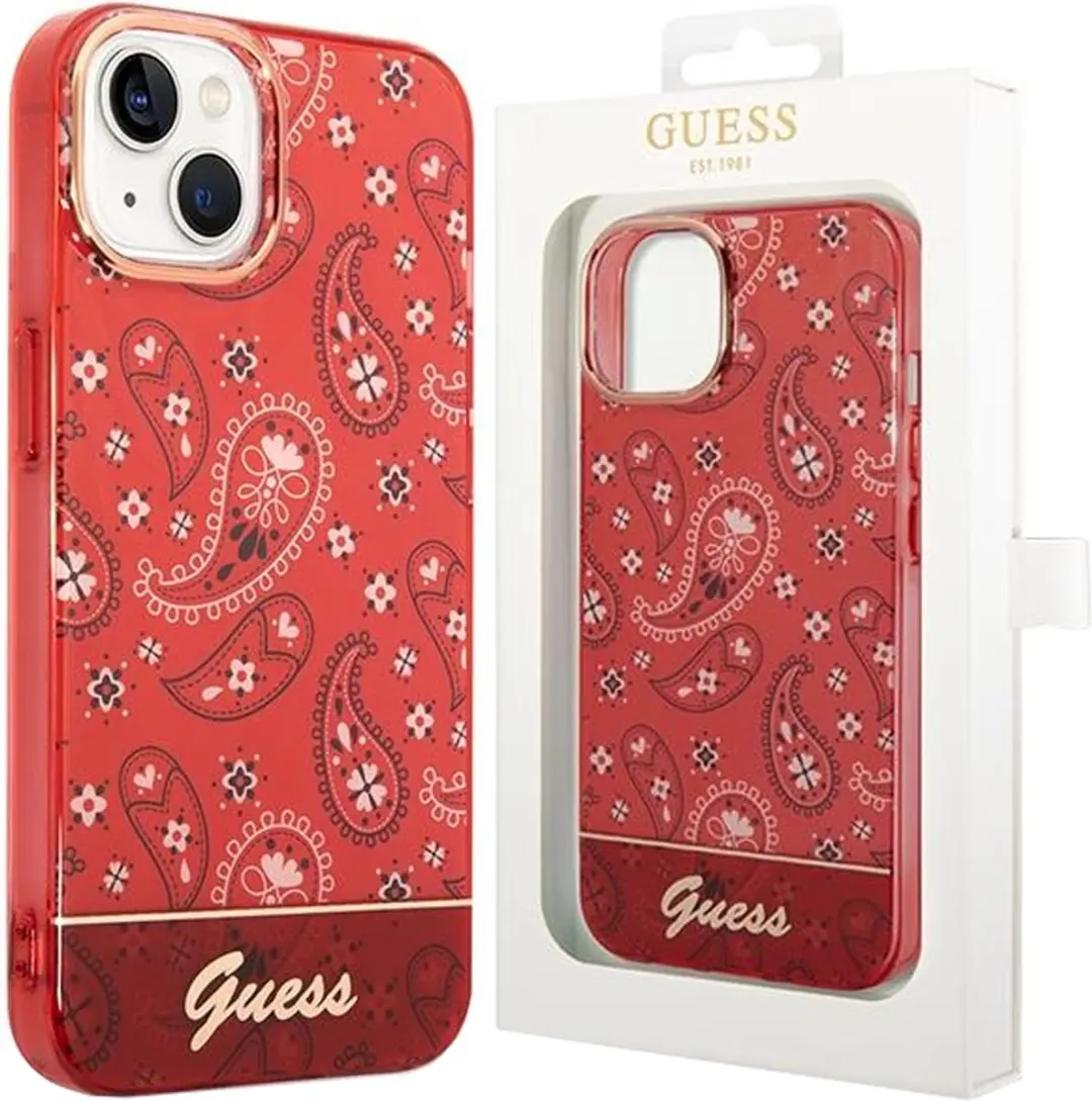 Guess Telefoonhoesje iPhone 14 Plus - Rood - TPU - MagSafe