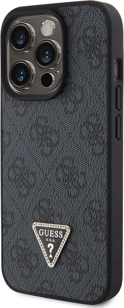 GUESS 4G Triangle Logo Hoesje iPhone 15 Pro - Zwart