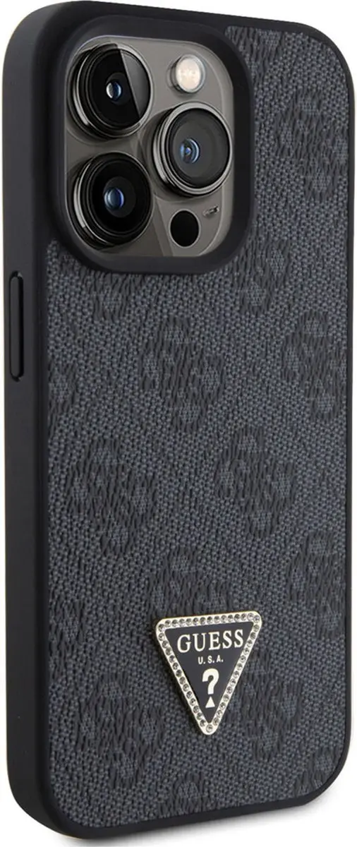 GUESS 4G Triangle Logo Hoesje iPhone 15 Pro - Zwart