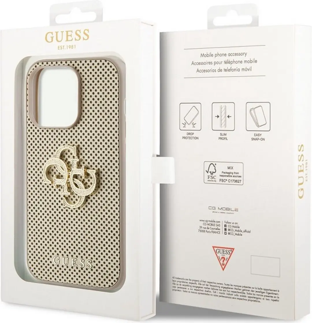 GUESS Perforated Back Case Goud - GUHCP15XPSP4LGD