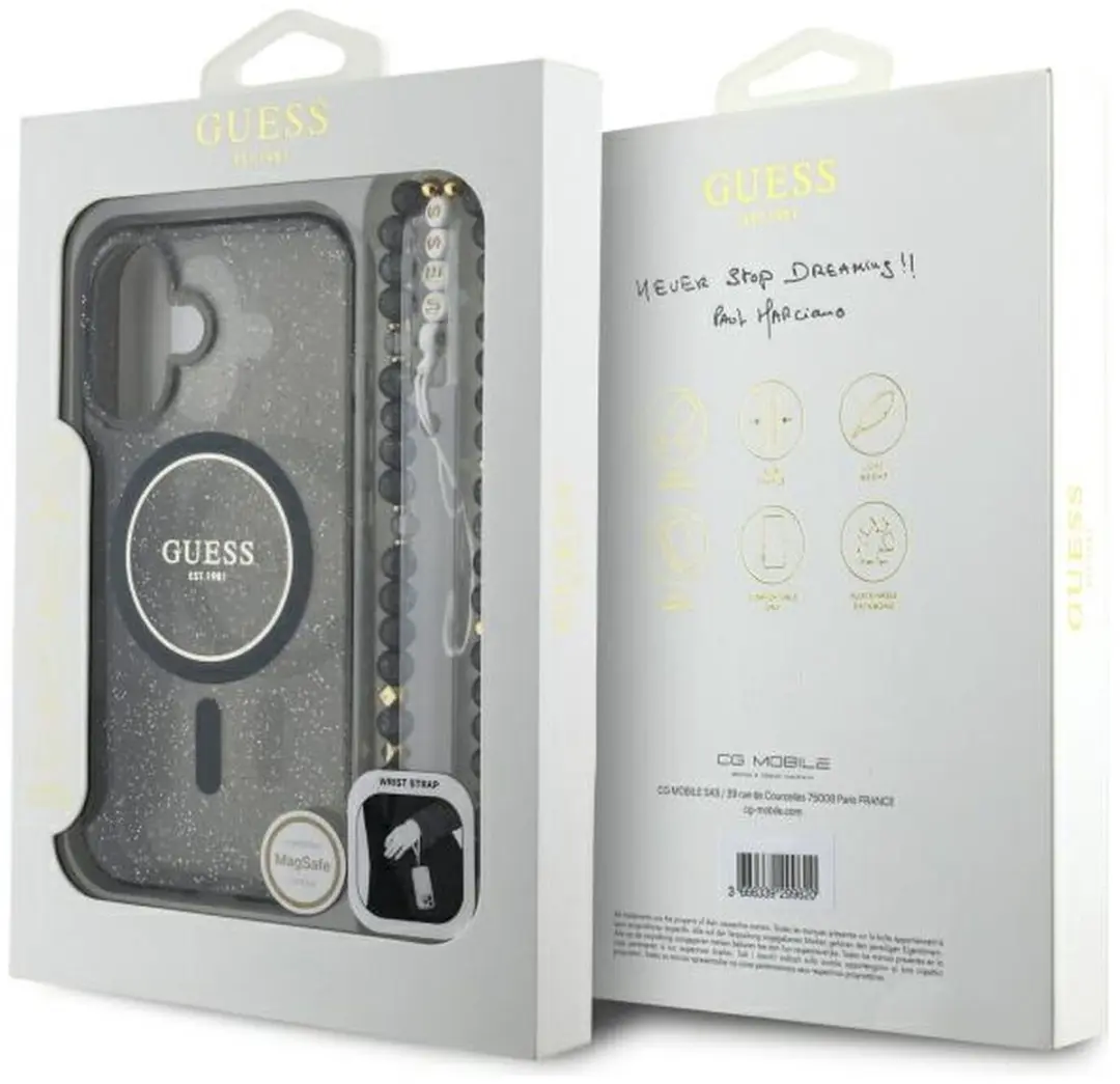 Guess MagSafe Hoesje iPhone 16 - Glitter Zwart