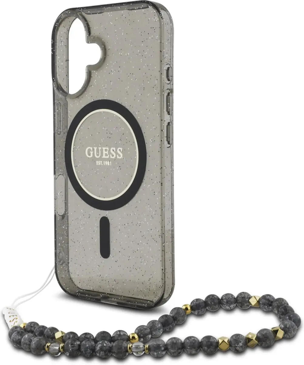 Guess MagSafe Hoesje iPhone 16 - Glitter Zwart