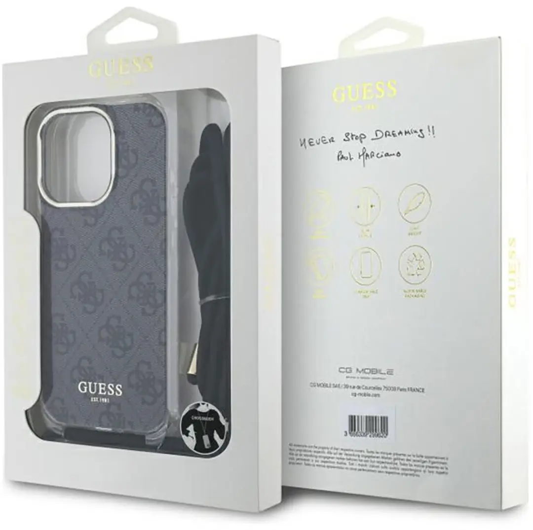 GUESS Backcover iPhone 16 Pro Max - GUHCP16XHC4SEK - Zwart