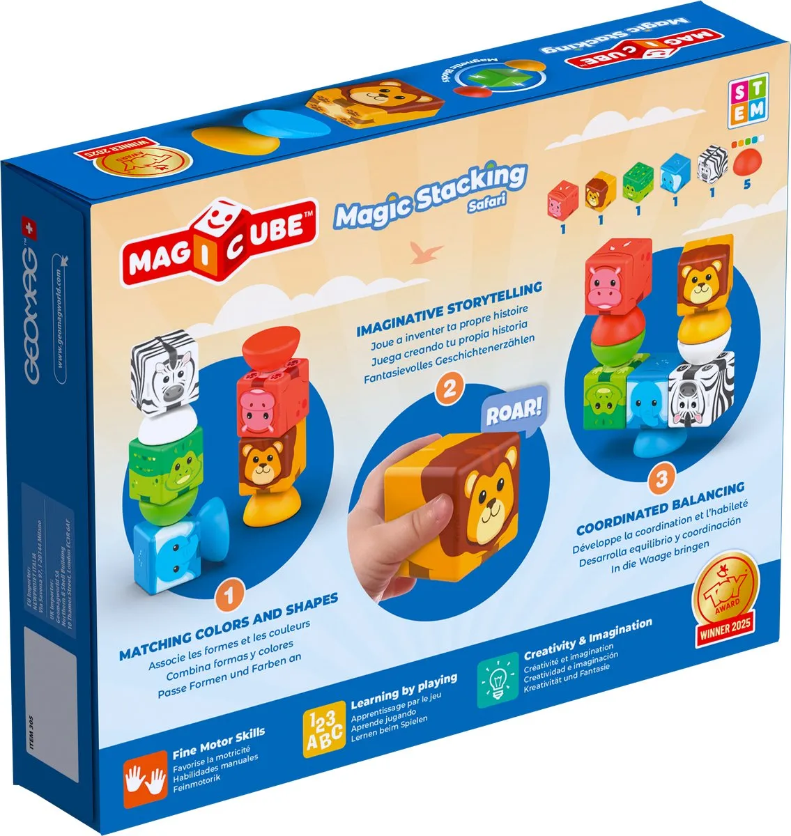 Geomag Magicube Stapelen Safari - 10 Stuks - Multicolor