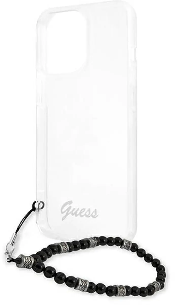 GUESS PC Script Back Case - iPhone 13 Pro - Transparant/Zwarte Parels