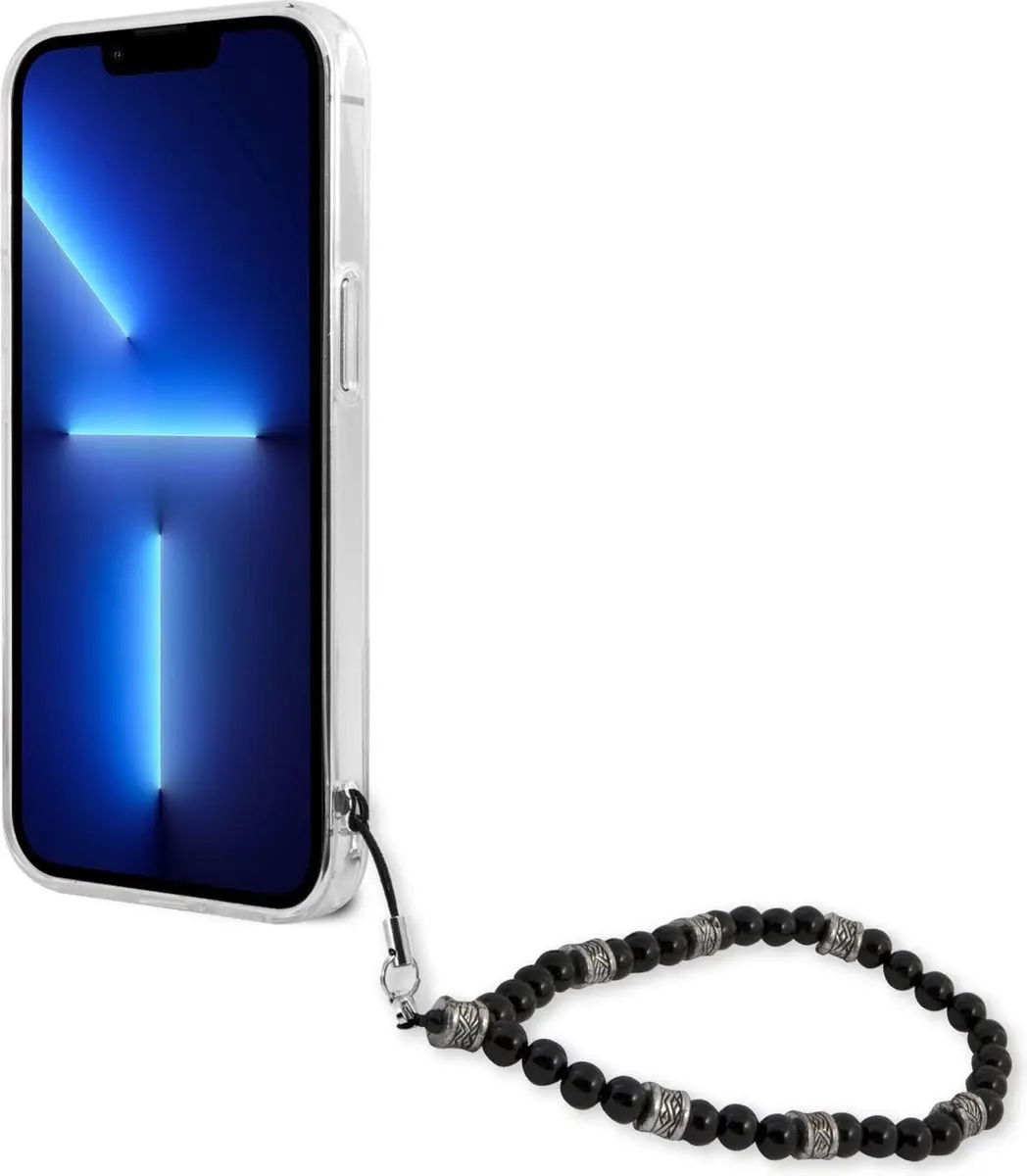GUESS PC Script Back Case - iPhone 13 Pro - Transparant/Zwarte Parels