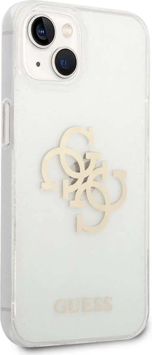 Guess 4G Logo Glitter TPU Hoesje - iPhone 14 Transparant
