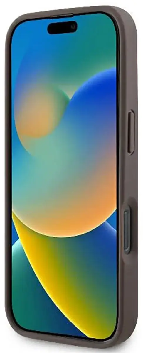 GUESS Hoesje iPhone 16 Pro Max - Bruin Strass Triangle Métallisé