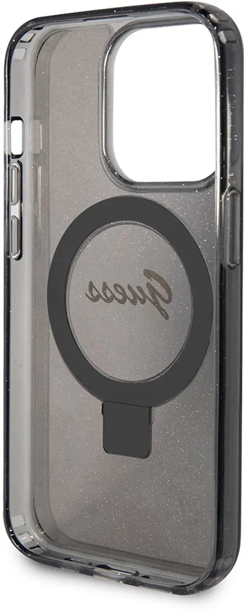 GUESS Ring Glitter Back Case MagSafe - iPhone 15 Pro Max - Zwart