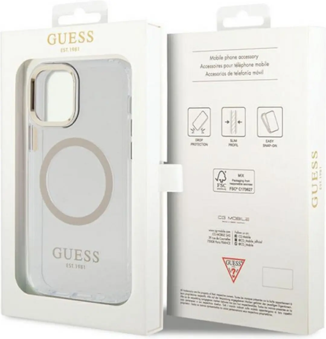 Guess Translucent Back Case Goud - MagSafe iPhone 12/12 Pro