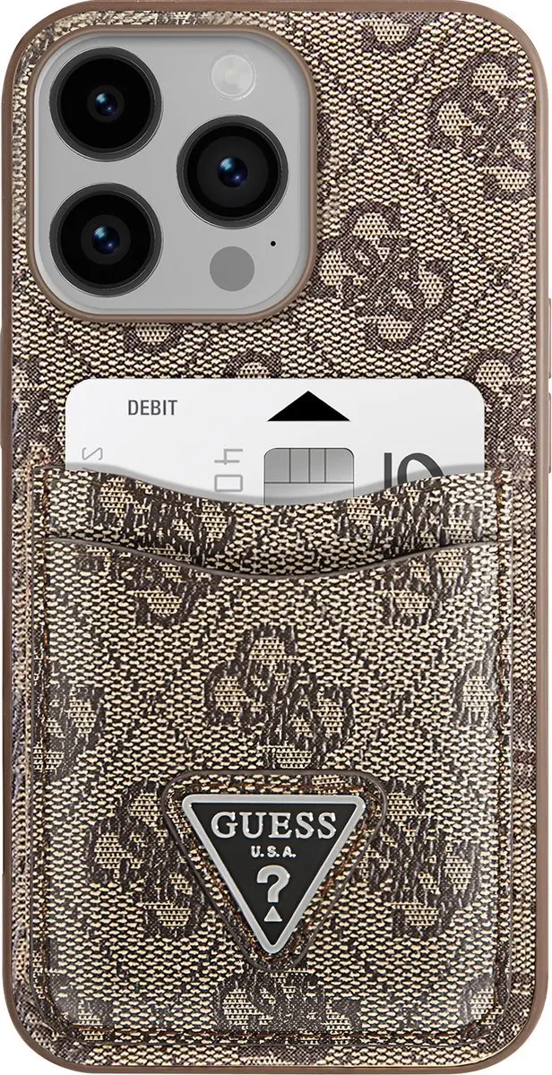 GUESS Hoesje iPhone 14 Pro - PU 4G Bruin - 1 Kaarthouder