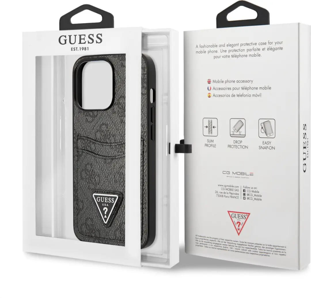 GUESS Hoesje iPhone 14 Pro - PU 4G Bruin - 1 Kaarthouder