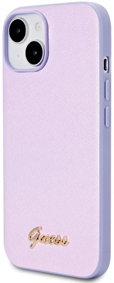 Guess Iridescent Metal Script Back Case - iPhone 15 - Paars