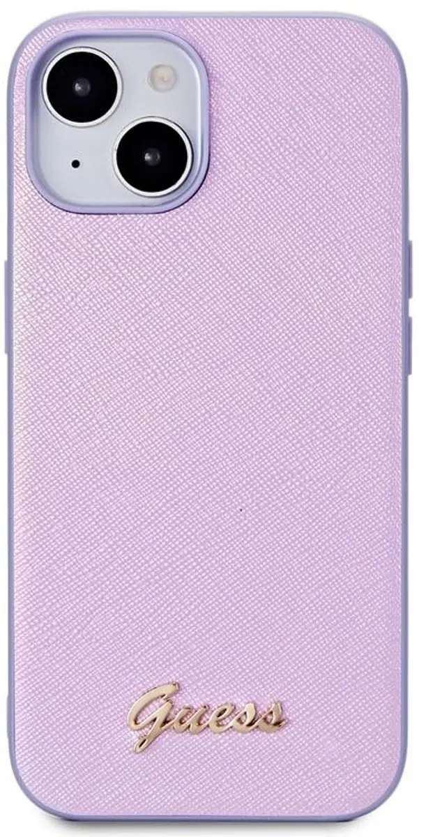 Guess Iridescent Metal Script Back Case - iPhone 15 - Paars