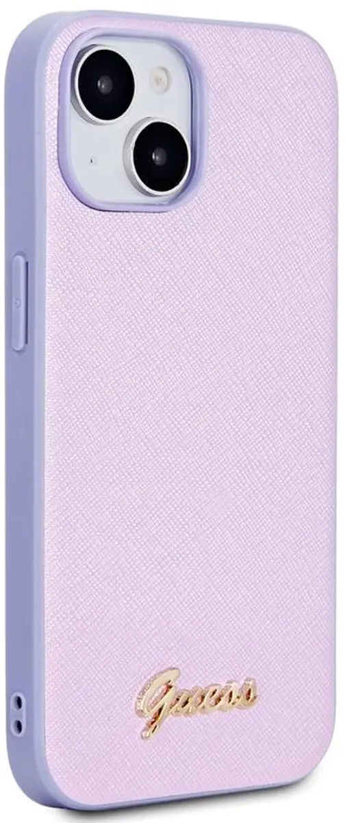 Guess Iridescent Metal Script Back Case - iPhone 15 - Paars