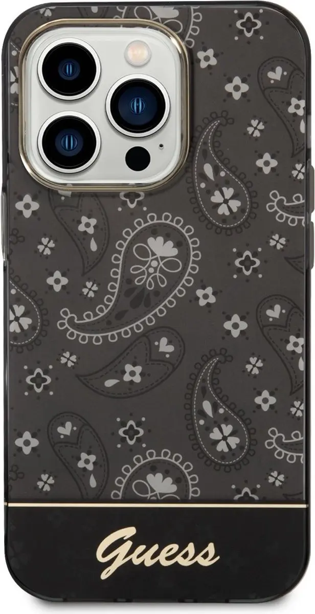 Guess Backcover iPhone 14 Pro Max Paisley Collectie - Zwart - 3666339064037