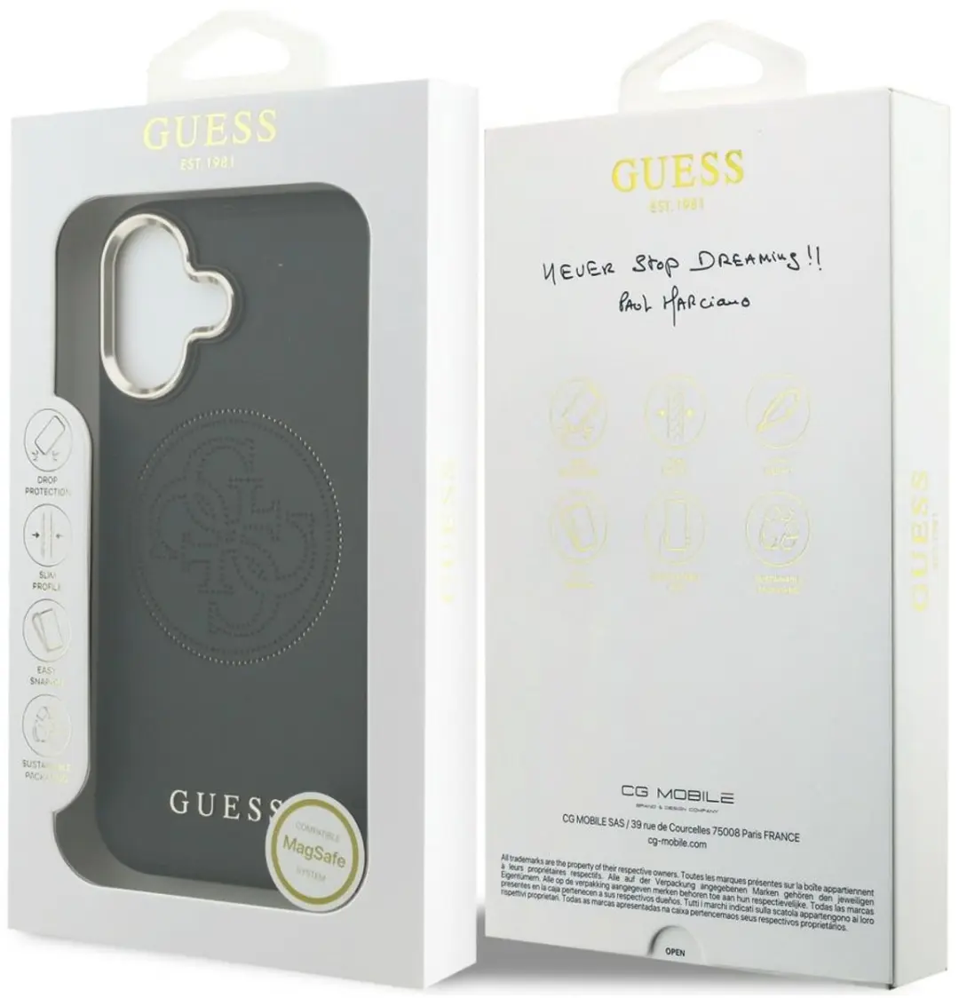 GUESS Geperforeerde iPhone 17 Hoes - MagSafe - Zwart