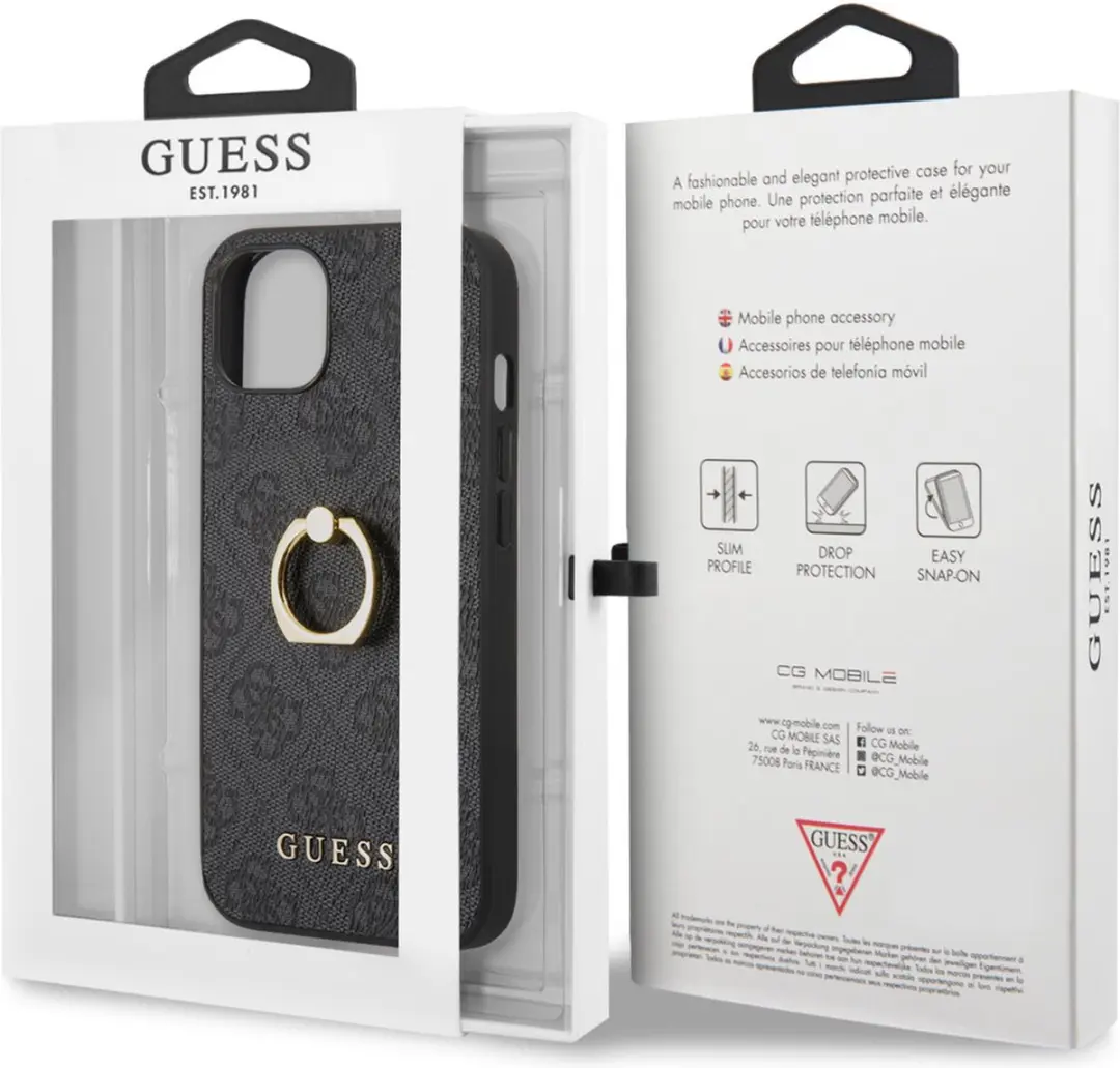 Guess PU Back Cover iPhone 14 Plus - Grijs
