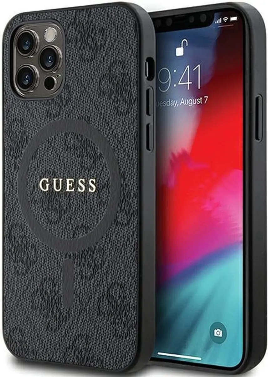 GUESS 4G Back Case MagSafe iPhone 13 Pro - Zwart