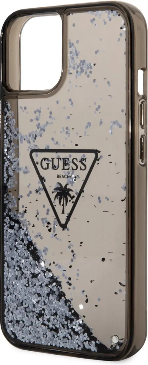 GUESS Liquid Glitter Triangle Back Case iPhone 14 - Zwart/Blauw - afbeelding 6 van 6