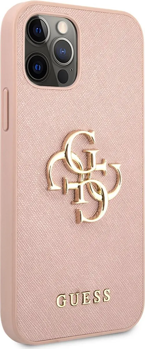 Guess 4G Saffiano Logo Case iPhone 12 Pro Max - Roze