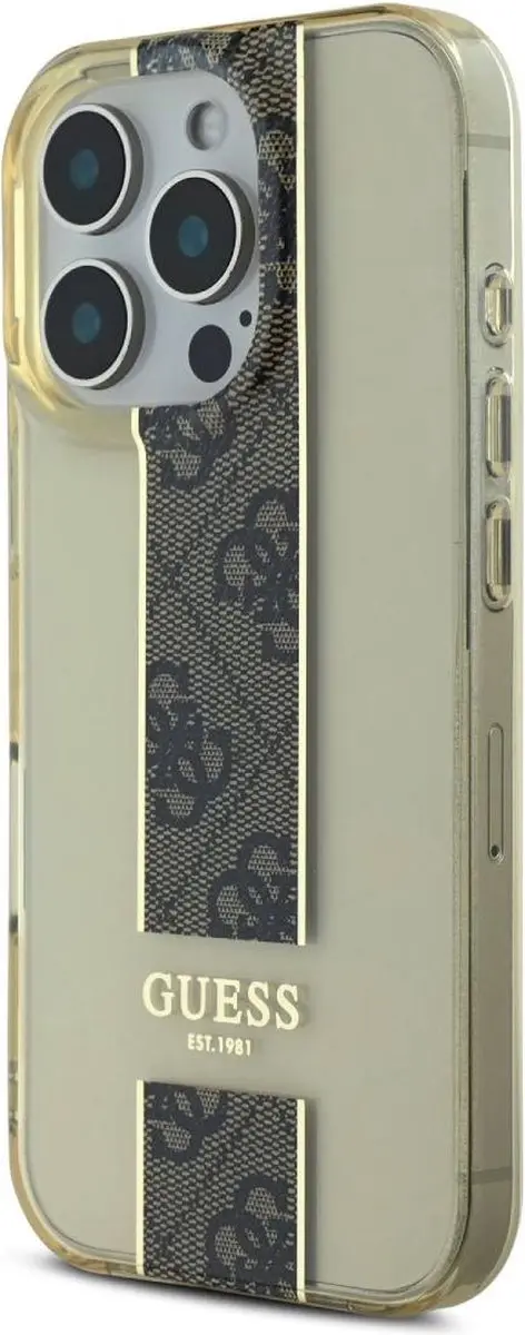 Guess iPhone 16 Pro Backcover IML 4G Stripe - Bruin GUHCP16LHS4PPW