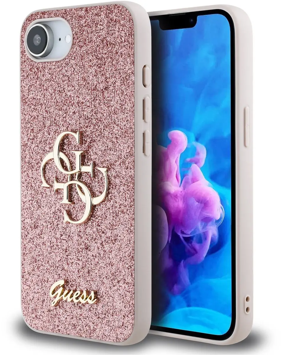 GUESS Glitter 4G Metal Logo Hoesje iPhone 16/17
