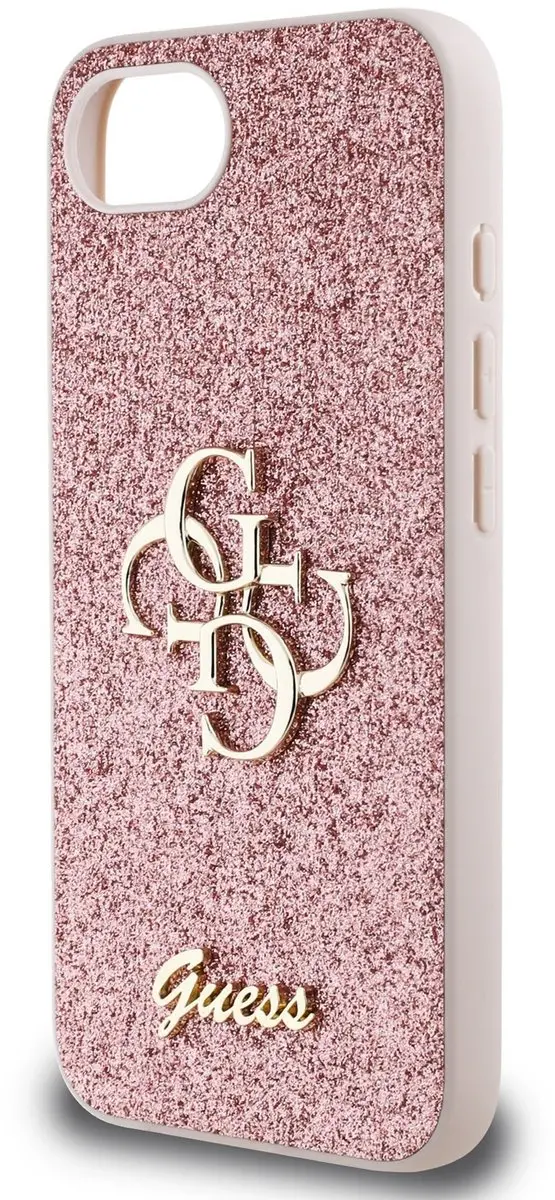 GUESS Glitter 4G Metal Logo Hoesje iPhone 16/17 - Roze - afbeelding 6 van 6