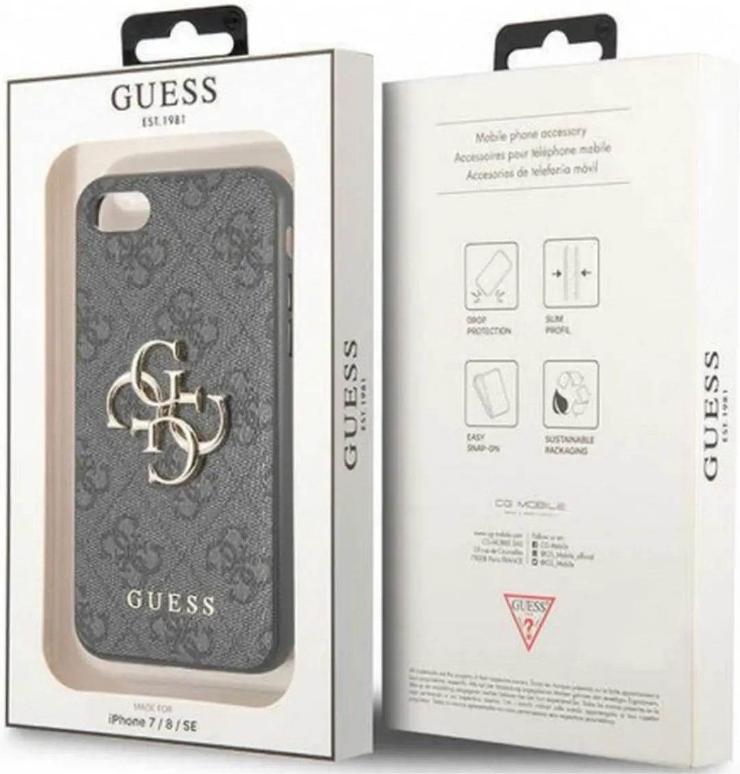 Guess 4G Metal Logo Hoesje - iPhone 7/8/SE - Grijs