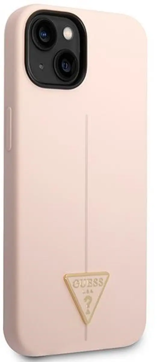 Guess iPhone 14 Plus Hoesje Siliconen Triangle Roze
