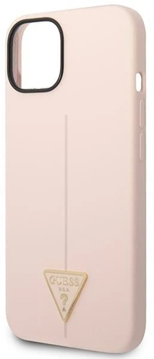 Guess iPhone 14 Plus Hoesje Siliconen Triangle Roze