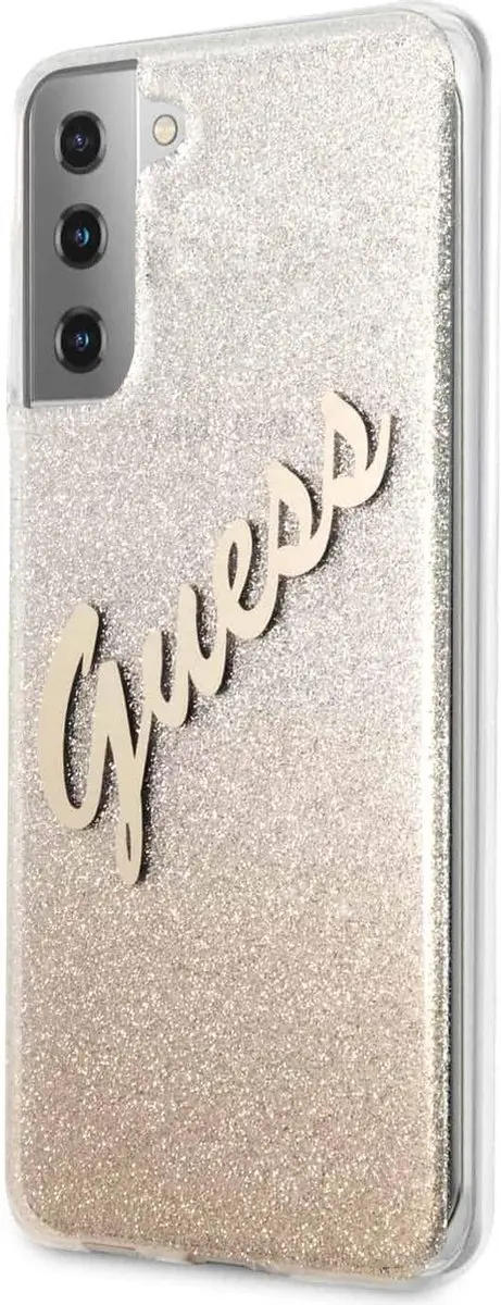 Guess Glitter Vintage Backcase Samsung S21 Ultra - Goud