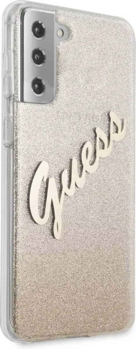 Guess Glitter Vintage Backcase Samsung S21 Ultra - Goud