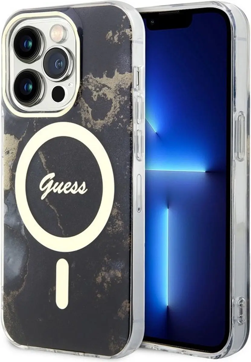 Guess Golden Marble Back Case MagSafe iPhone 14 Pro Max