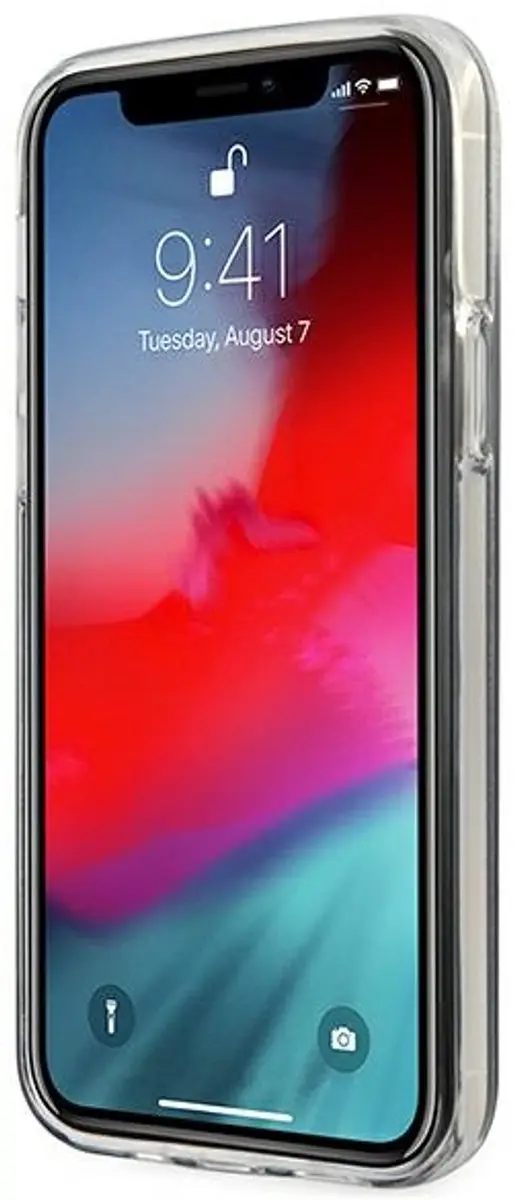 GUESS Gradient Vintage Glitter Back Case - iPhone 12/12 Pro - Zwart