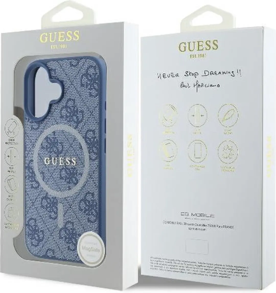 GUESS 4G Ring Classic Logo Hoesje - iPhone 16 - Blauw - MagSafe