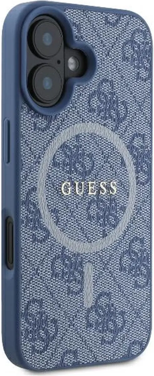 GUESS 4G Ring Classic Logo Hoesje - iPhone 16 - Blauw - MagSafe